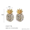 Boucles d'oreilles en forme d'ananas en cristal pour femmes, dorées, tendance, de luxe, bijoux coréens, en Zircon blanc, R231204, 2022