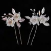 Headwear Hair Accessories Bridal Wedding Hair Accessories for Women Ceramic Flower Pearl Hair Combs Clips Pins Crystal Jewelry Party Bride Headpiece Gift 231204