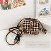 Children plaid bucket handbags girls cute cartoon rabbit Pendant single shoulder bag lady style messenger lipsticks bags Z5750