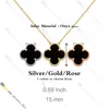 Sieradenontwerper voor dames Klassiek Klaver Armband Ketting Sieradensets Titanium Staal 18K Verguld Nooit vervagen Niet-allergisch, Goud/Zilver/Rose, Store/21621802