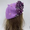 Bérets Hiver bérets de créateur uniques pour femmes luxe strass Bouquet Turban casquette exagérée peintre chapeau femme hiver casque 231204