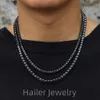 Collana con bracciale Hiphop in argento da 4/5 mm, catena da tennis nera da uomo Rock Moissante che supera il test del diamante