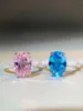 Klusterringar 925 Silver Diamond Candy Color Series Sweet Liten Fresh Zircon Ring High Carbon