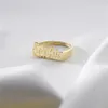 Anéis de casamento Anel de nome personalizado Anel de nome banhado a ouro 18K Placa de identificação personalizada Anel de ouro delicado joias de aço inoxidável para mulheres homens presente 231204