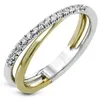 Pierścienie ślubne Huitan Classic proste x kształt krzyżowy pierścień luksusowy cZ kamienny mieszanka metalowa kolor Wysokiej jakości dziennik wszechstronny projekt 231204