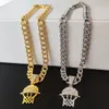 Net Charm Pendant Necklace Made Basketball Charm Ion Plated with Simulated Diamonds Cut Finish Cuban Heavy Chain Hip Hop