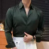 Мужские повседневные рубашки, простые однотонные мужские деловые рубашки с длинным рукавом, облегающие офисные смокинги для парикмахеров, в полоску, социальные Herren Hemd