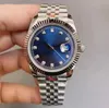 U1 ST9 MENS Titta på designer 41mm Ny Bezel Nya länkar Sapphire Crystal 904L Rostfritt stål Vattentäta klockor för män armbandsur Blue Dial Ice Blue Luminous