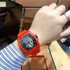 Famous Luxury Richardmill Wine Watches Bucket Type Fully Automatic Non mechanical Male Skull Personality Red Devil Fashion Wristwatch