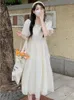 Robes décontractées Femmes Manches bouffantes Princesse Tempérament doux Mode Ulzzang A-ligne Été Simple Dames Ins Style coréen Classique