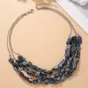 Pendant Necklaces Beaded Necklace Block Crystal Retro Irregularity Tide Simple Multilayer Hand Knitting Bohemia Adjustable Rice Bead