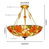 Kroonluchters 24-inch Nordic Retro Stijl Kleurrijke Pastorale Zonnebloem Glazen Lampenkap Tiffany Woonkamer Plafondlamp Kroonluchter