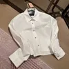 Women's Blouses & Shirts Designer Brand Netizen 23ss New Academy Style Simple and Versatile Embroidery Age Reducing Vertical Cut Flip Collar Short Shirt Top ACIQ