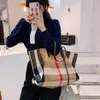 Abendtaschen Mode Große Kapazität Plaid Leinwand Frauen Eimer Tasche LPortable Schulter Baumwolle Stoff Casual Tote Handtaschen2659