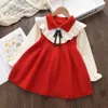 Flickans klänningar Melario Girls Dress Girls Kids Princess Party Sweater Sticked Dress Autumn Winter Christmas Costume Barn Kläder 2-6 år 231204