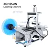 ZONESUN Verpakkingsmachine Tafelblad Etiketteermachine Ronde cilindrische flessen Water Drank Cosmetische producten Etiketapplicator Glijbaan ZS-TB101