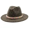 Berets Classics Mode Unisex Wide Brim Leopard Gedruckt Tie Dye Herbst Und Winter Fedora Hut Bunte Gürtel Casual Outdoor Sonnenschirm kappe