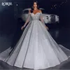 Urban Sexy Dresses Lorie Arabia Glitter Princess Wedding Off Shoulder glittrande långa ärmar Brudklänningar En linje Dubai Pageant Bride Dress 231202