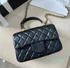 Caviar Lammleder Leder Damen Schwarz Weiß Quilt Umhängetasche