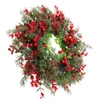 Dekorativa blommor Artificial Christmas Red Berry Wreath: Xmas Wreath Cypress Pine Leaves For Frad Door Home Farmhouse Holiday