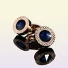 Nouveauté luxe bleu blanc boutons de manchette pour hommes marque haute qualité couronne cristal or argent boutons de manchette chemise boutons de manchette D190110038989665