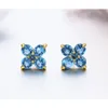 Boucles d'oreilles 7 couleurs quatre pétales piercing couleur or petit trèfle fleur bleu CZ pour femmes enfants filles bébé enfants bijoux Aros