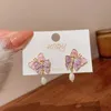 Charm Pink Purple Butterfly Women's Dangle Earrings Double-Layers Flying Farterflies Korean Fashion Girls Hängande örhängen Nya i R231204