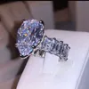 2020 handgemachter Wassertropfen 8ct Lab Diamant Ring 925 Sterling Silber Schmuck, Verlobung, Hochzeit Band Ringe für Frauen Männer Bijou Geschenk Y212M