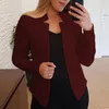 Ternos femininos moda jaqueta blazer cor sólida grosso anti-pilling trabalho de escritório entalhado colarinho aberto cardigan