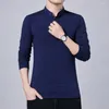 Ternos masculinos a1990 camiseta homem 2023 lente herfst coreano casual magro suporte kraag plus size para kleding