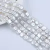 Pietre preziose sciolte 10-11 mm Fili di perle d'acqua dolce di forma quadrata di colore bianco naturale per la creazione di gioielli