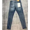 Jeans masculinos 2023 quatro temporada all-match roxo marca retro luz azul costurado design de tecido magro-ajuste calças diárias casuais denim