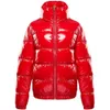 レディースパフジャケットカジュアルキルティングシャイニーパイフジャケット冬の温かいジップショートバブルコート905