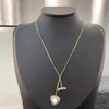 Designer Shiny Diamond Long Pendant Halsband Dubbla bokstav Ströja Kedja Halsband Kvinnsmycken smycken