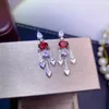 Dingle örhängen utsökta smycken 925 Sterling Silver Natural Red Topaz Girl Luxury Ol Style Gem Earndrop Support Detection