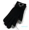 Hommes Femmes Cinq Doigts Gants Lettre De Mode Triangle Inversé Épaissir Garder Au Chaud Gant Hiver Sports De Plein Air Pur Coton De Haute Qualité