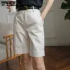 Pantaloncini da donna WTEMPO Pantaloni dritti al ginocchio a vita alta estivi con cintura Office Lady Fashion Pantaloncini casual neri cachi