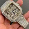Montre glacée Moissanite diamant D couleur VVS acier inoxydable VVS montre Moissanite personnalisée pour hommes