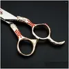 Ciseaux à cheveux pouces diamant rouge japonais en acier inoxydable 440C toilettage professionnel pour chien coupe cisaillement pour animaux de compagnie produits de livraison de produits de soins S Dhpur