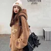 Women's Hoodies & Sweatshirts Designer Brand 23 Autumn/winter Men's and Double Fleece Super Thick Bears Lamb Hooded Os Loose Korean Sweater Cute Hoodie 6K1W