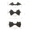 Bow slipsar unisex faux läder bowtie för män kvinnor svart bat vinge förebunden bowknot med justerbar rem halloween fest
