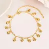 Nueva moda coreana Amarillo fino 14K Oro sólido real GF Encanto ilimitado Pulsera de elementos múltiples alargar Tamaño longitud Tobillera Verano St275v