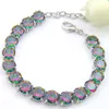 Whole -925 Sterling Silver Handmade Multi Furing Round Frie Rainbow Mystic Topaz Lady Chain Bracelets297M