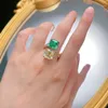 Anel de diamante topázio esmeralda feito à mão 100% real 925 prata esterlina festa de casamento anéis de banda para mulheres joias de noivado
