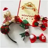 Accessori per capelli Bambini Orsetto carino Fascia per capelli natalizi Clip per ragazze Fiocco rosso Forcine per capelli Cartone animato Pupazzo di neve Cappello con palla di pelo Consegna a goccia Baby Ki Dhhve