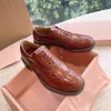 Chaussures habillées pour femmes, chaussures en cuir véritable de marque, mocassins sculptés de Style britannique