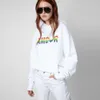 24AW Moletom com capuz feminino Zadig Voltaire letras em inglês correspondência de cores com impressão de arco-íris suéter com capuz branco feminino