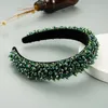 Pannband kristall full diamant hårband för kvinnor tillbehör korea hårband bågar krona pannband vit grön rosa svart grossist 231204