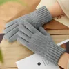 Fingerless Gloves Men's Warm Full Finger Winter Touchscreen Plus Fleece Woman Thickening Wool Knitted Cycling Driving 231204