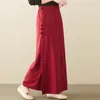 Spódnice kobiety bawełniane lniane długie przybycie 2023 Spring vintage w stylu stylu lity